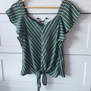 Monteau Los Angeles Blouse - Green/White, M